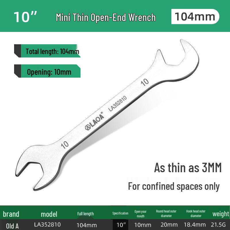 Stainless Steel 3mm Ultra-Thin Open-End/Box-End Double-Headed Mini Combination Wrench Set