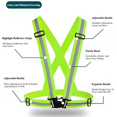 Gilets de sécurité réfléchissants à haute élasticité Légers Réglables Veste gilet élastique Bandes pour contrôle de la circulation Course à pied Équitation