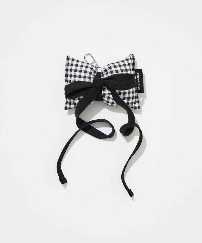 Safe Sunday Padded Ribbon Keyring (Black Check)