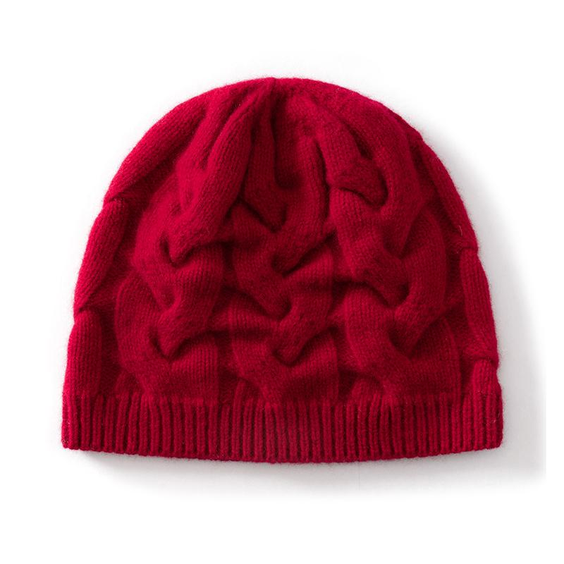 100%Wool Twisted Knitted Triple Knit Hat Winter Thickened Fried Dough Twists Pullover Hat Women Fashion Twisted Warm Hat Men