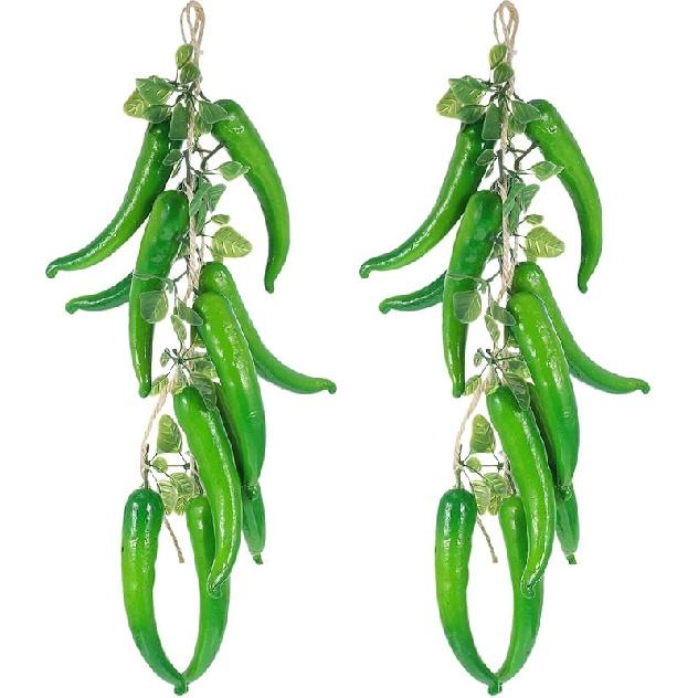 2 шт. Искусственная гирлянда из перца чили, реалистичные поддельные перчики чили, пенопластовые овощи, гирлянда для фотосессии, домашний декор (красный)