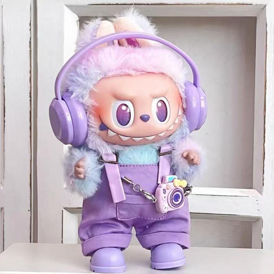 15/17Cm For Labubu Clothes Dolls Sitting Party 1St 2Nd 3Rd Headphones Overalls Shoes Set Apparel Accessories Lovely Outfit Gift