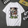 High Street Anime Pattern Print Cotton Short Sleeve Round Neck High Quality T-shirt Loose Casual Top Sport Street Wear Unisex