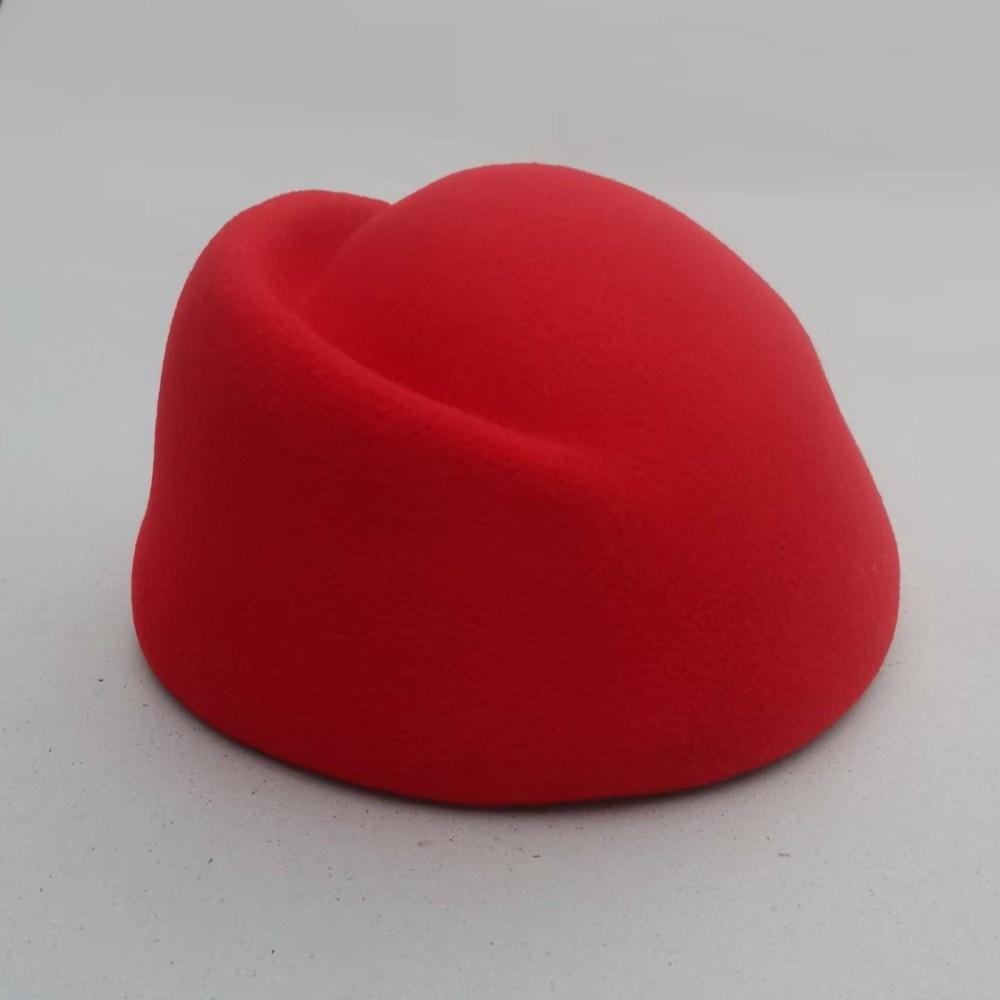 Elegant Style Pillbox Hat Versatile Design Airline Stewardess Caps Felt Fabric Beret Live Show