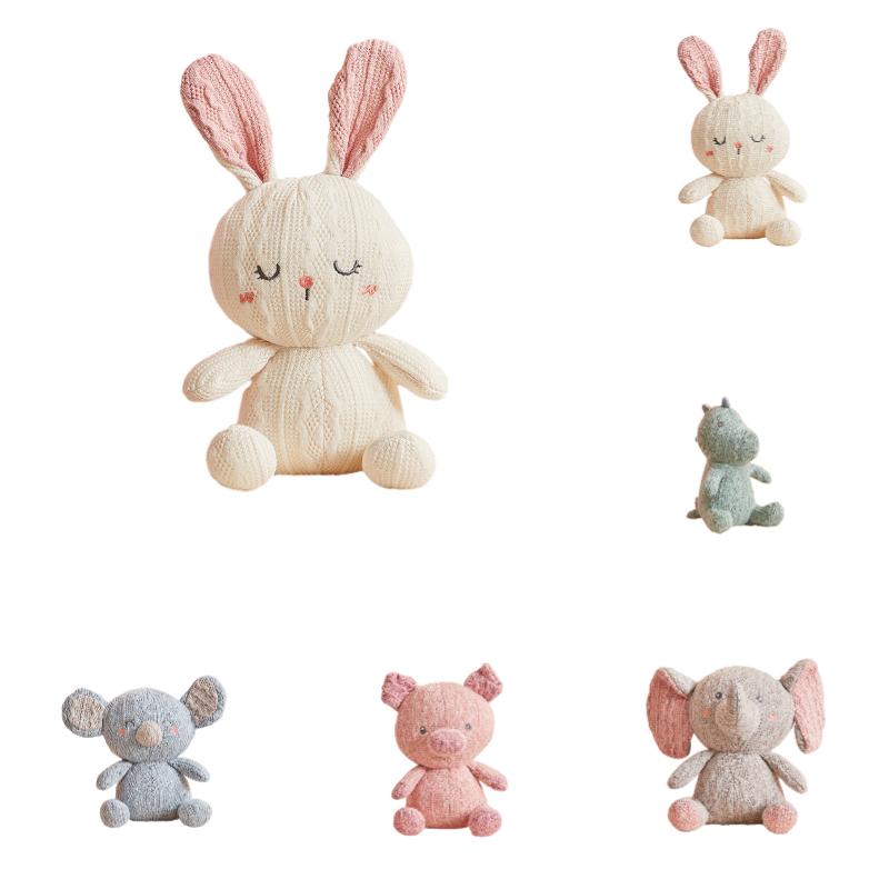 Rabbit Toy Knitted Elephant Pig Plush Baby Comforter Doll Home Decoration Gift