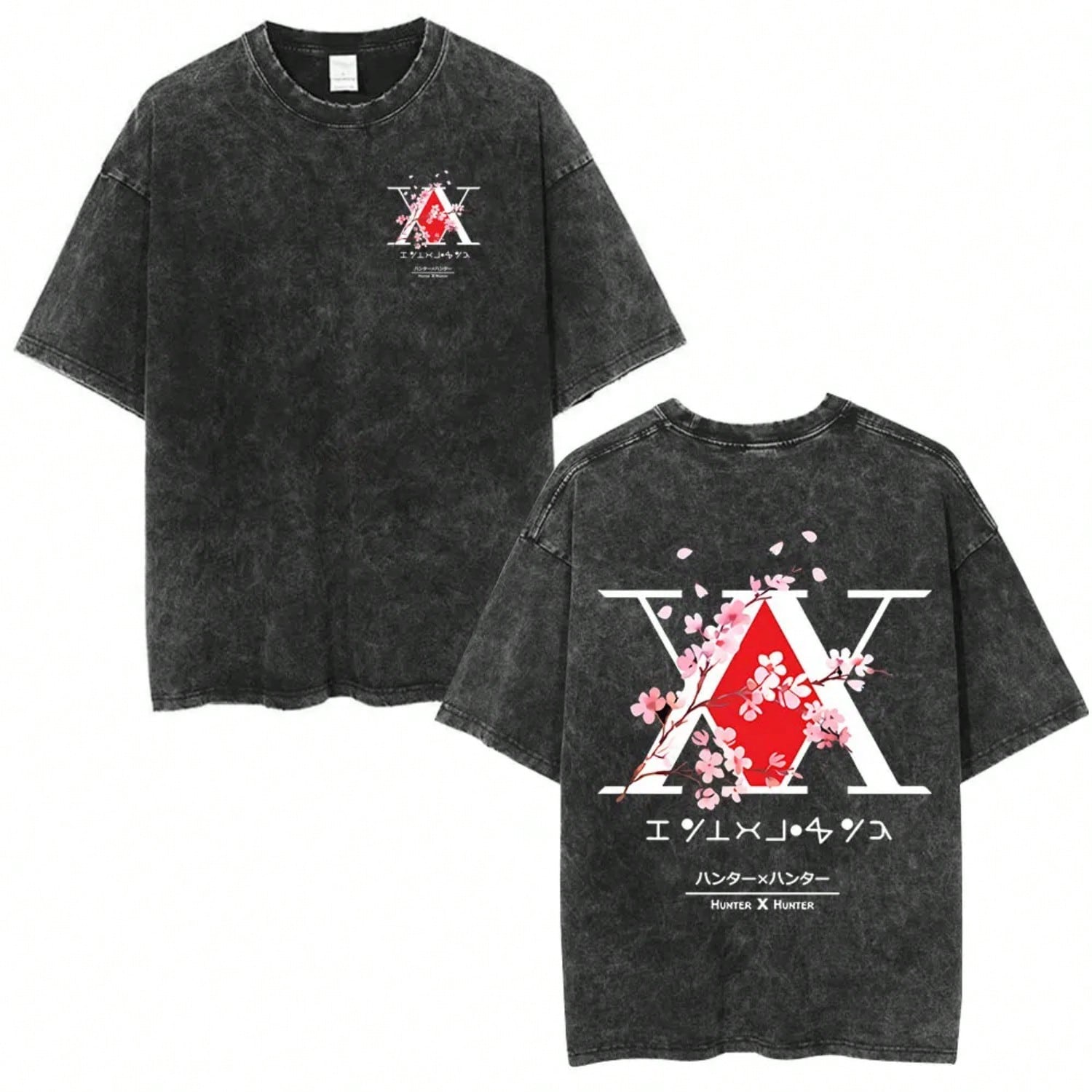 Vintage Washed Anime  T Shirt Spider Phantom Troupe Hisoka Chrollo Short Sleeve T-Shirt   Summer T-Shirts S разноцветный