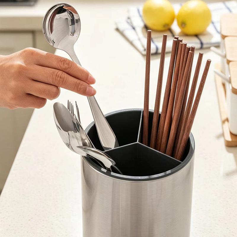 Stainless Rotating Kitchen Utensil - Multifunctional Cutlery Holder for , Forks, Spoons, Chopsticks - Countertop Storage Rack