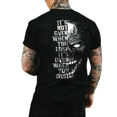 IT'S NOT OVER WHEN YOU LOSE IT'S OVER WHEN YOU QUIT Skull Print Men's T-Shirt