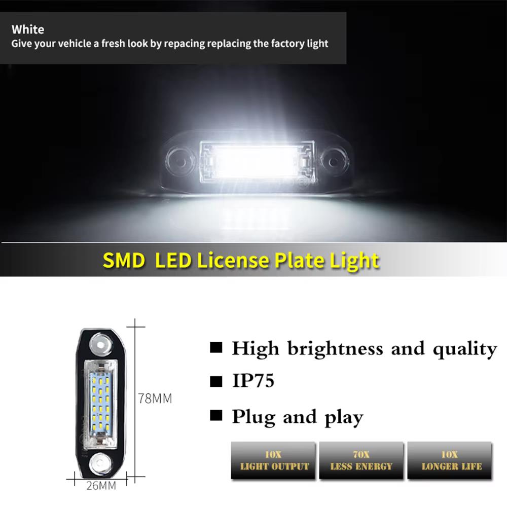 LED Car License Plate Light Assembly LED Number License Plate Lights for Volvo S80 XC90 S40 V60 XC60 S60 C70 V50 XC70 V70 License Plate Lights 2