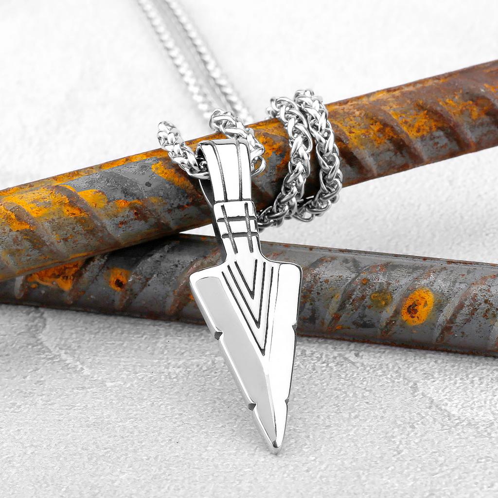 Retro Viking Spear Arrowhead Kunai Primal Necklaces for Men Rock Punk Stainless Steel Tribal Pendants Jewelry New In Necklace