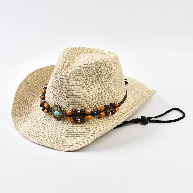 Straw Western Cowboy Hat For Woman Men Foldable Wide Brim Summer Sun Hats Outdoor Vacation Beach Cowgirl Hat