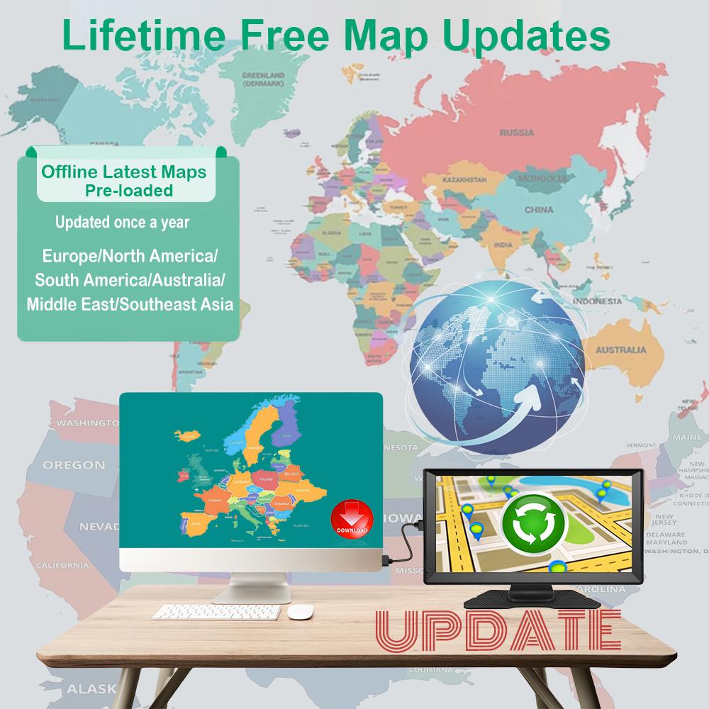 9 Inch Gps Navigation for Car Truck  Large  Screen  Accessories Tools HD Capacitive  Navigator 2024 Free Update Europe Map 8GB