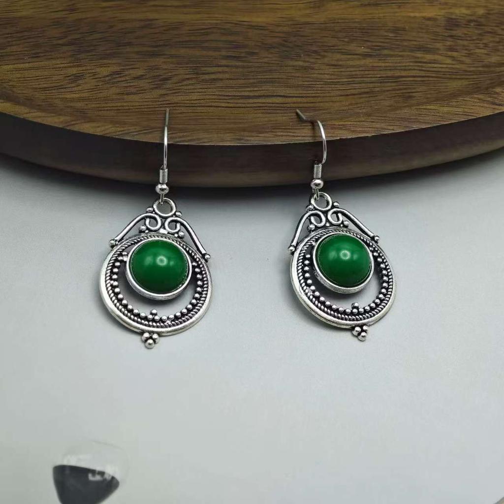Bohemian Pop Round Vintage Long Earrings Fashion Creative Bells Turquoise Black Earrings Women
