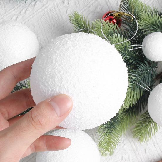 6Pcs 4/6/8CM Christmas Snow Ball White Foam Reusable Wedding Holiday Decoration Xmas Tree Hanging Ball Ornament Pendant