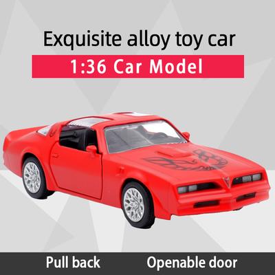 1/36 skala 1978 Pontiac Firebird odlany model samochodu zabawka, wycofać pojazd zabawkowy z drzwiami otwartymi dla dzieci maluch chłopcy dziewczęta kolekcja prezentów