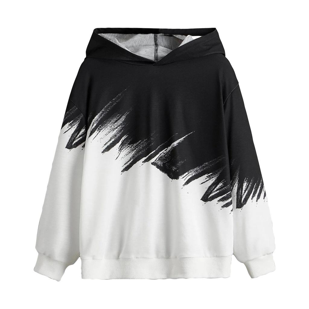 Hooded Gradient Printed Top Boy's Casual Fashion Pullover Long Sleeve Sweatshirt Jacket