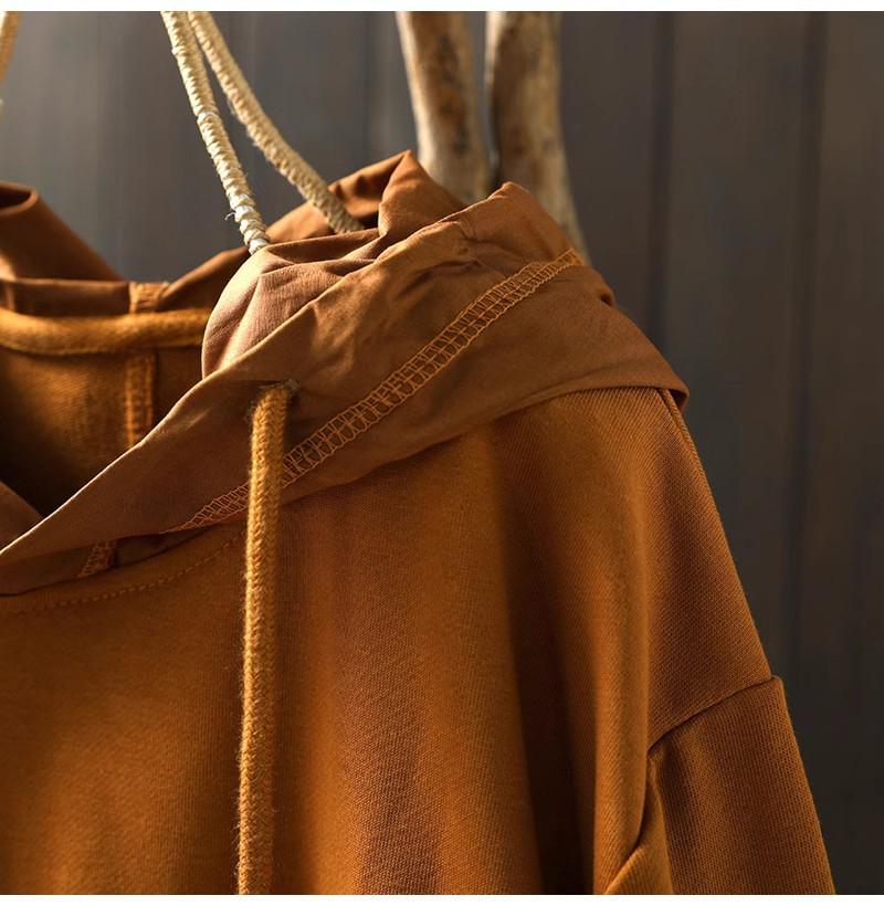 Women's Oversized Color Block Patchwork Hooded Sweatshirt with Double Pockets