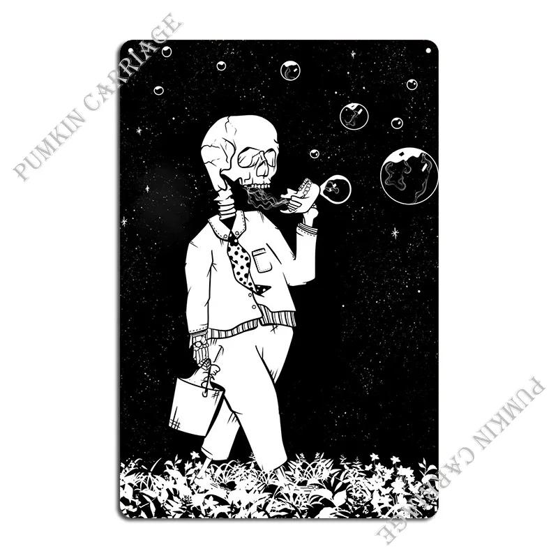 Skeleton Blowing Bubbles Metal Sign Design Rusty Cinema Garage Bar Cave Tin Sign Poster 20x30cm(7.8x11.8inch)