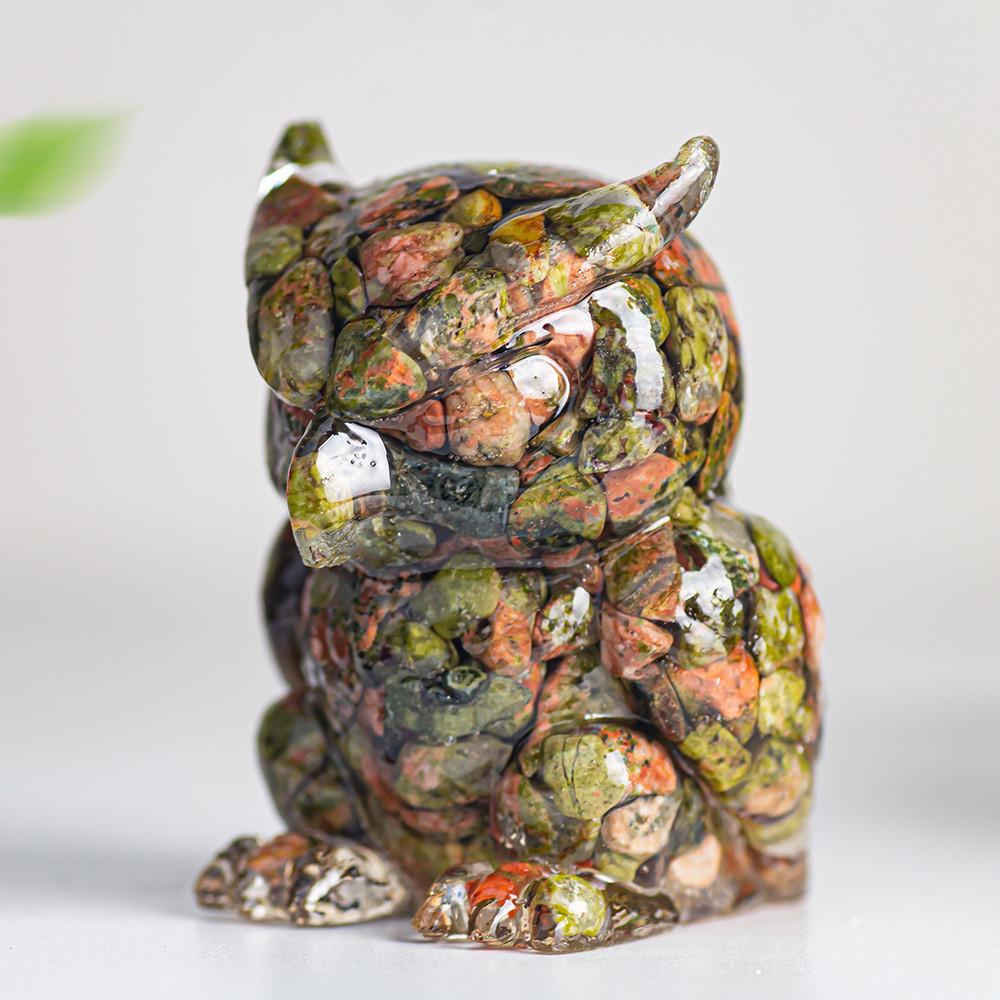 Resin Crystal Owl Figurine Home Decor Gift For Animal Lovers