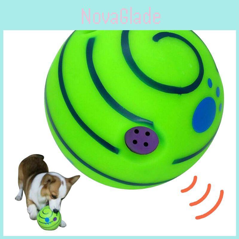 Wobble Giggle Wag Ball Dog Play Training Sport Pet Toy Funny Sound Chew Puppy