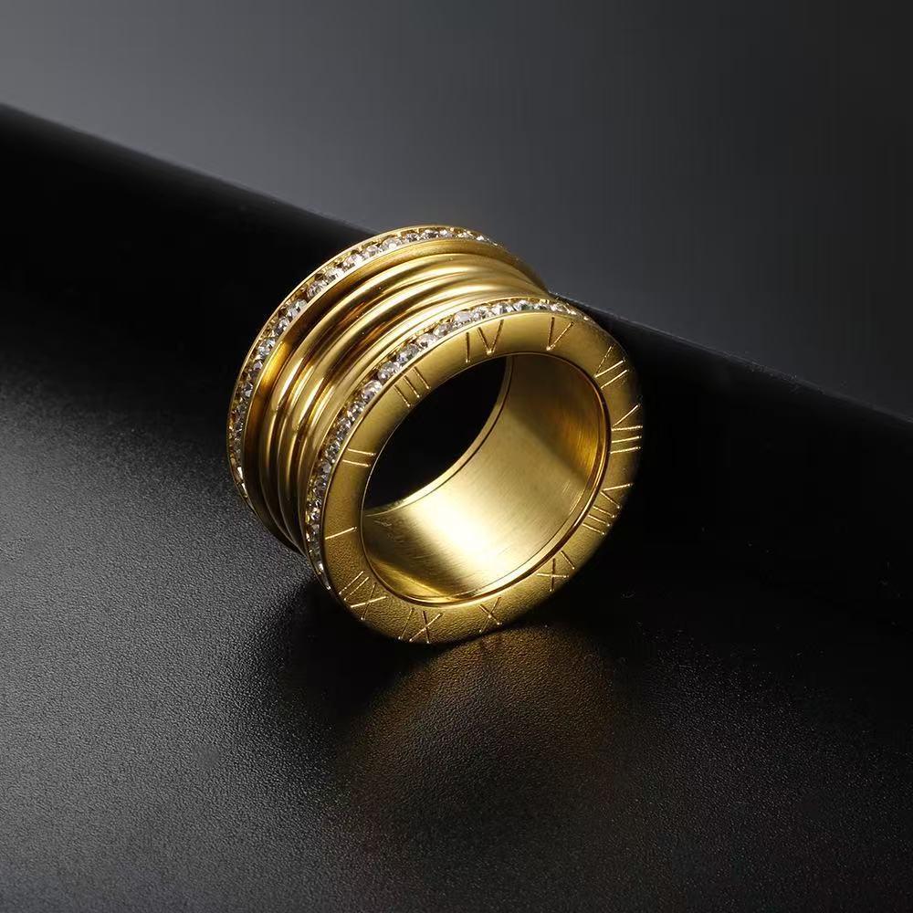 New Titanium Steel Roman Numeral Men s and Women s Couple Ring Size 8