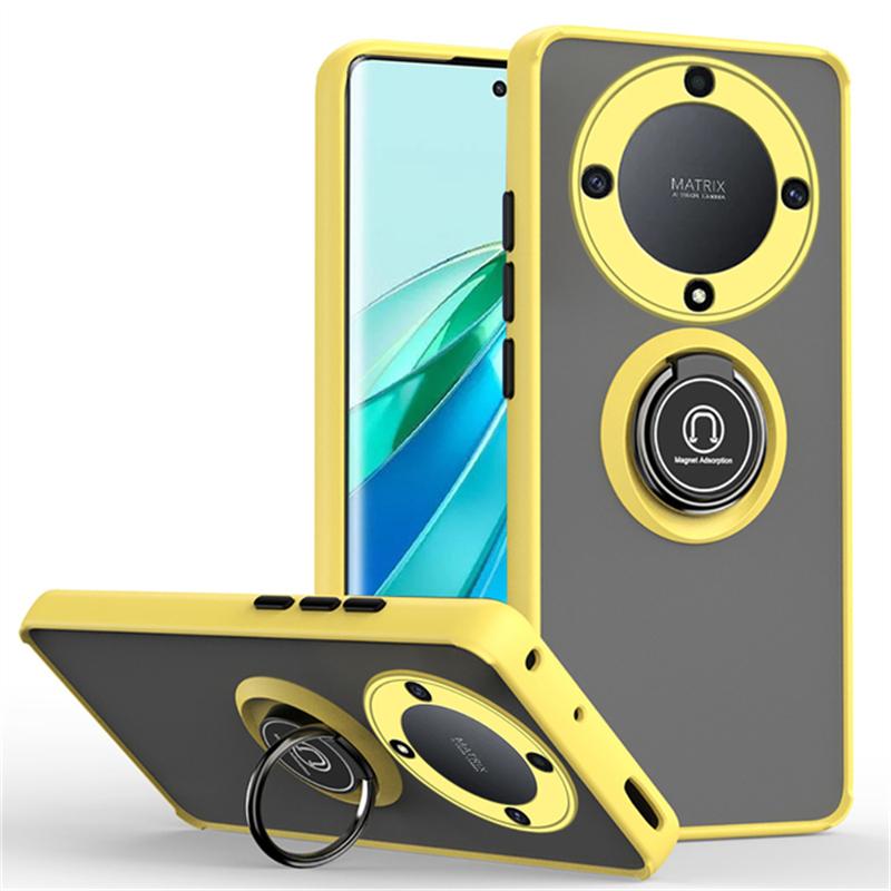 

Матовый противоударный магнитный чехол для Huawei Honor Magic 5 Lite X8 X7 X9 X7A X9A X8A 70 60 50 SE с металлическим кольцом-держателем и подставкой, задняя крышка For Magic 5 Pro жёлтый