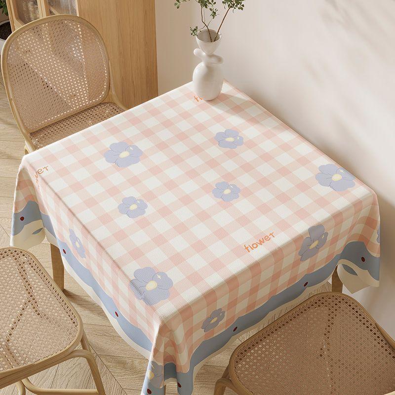 Square Table Tablecloth Waterproof, Oil-Proof And Anti-Scalding Square Household Small Fresh Dining Table And Chairs Modern And Simple