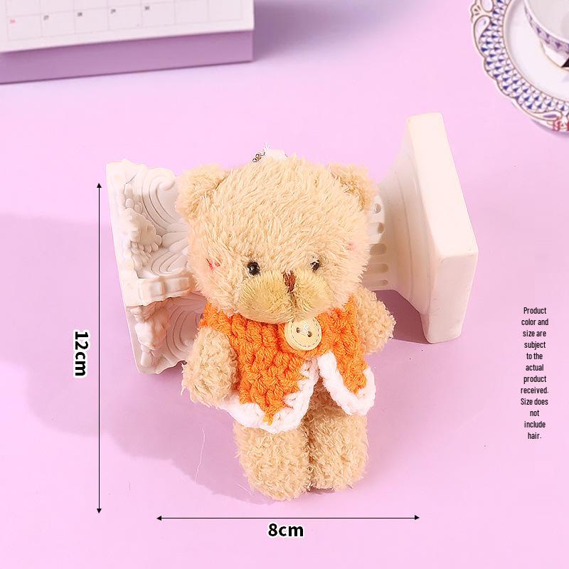 Blush Bear Plush Vest Keychain - Cute Teddy Backpack Charm Gift