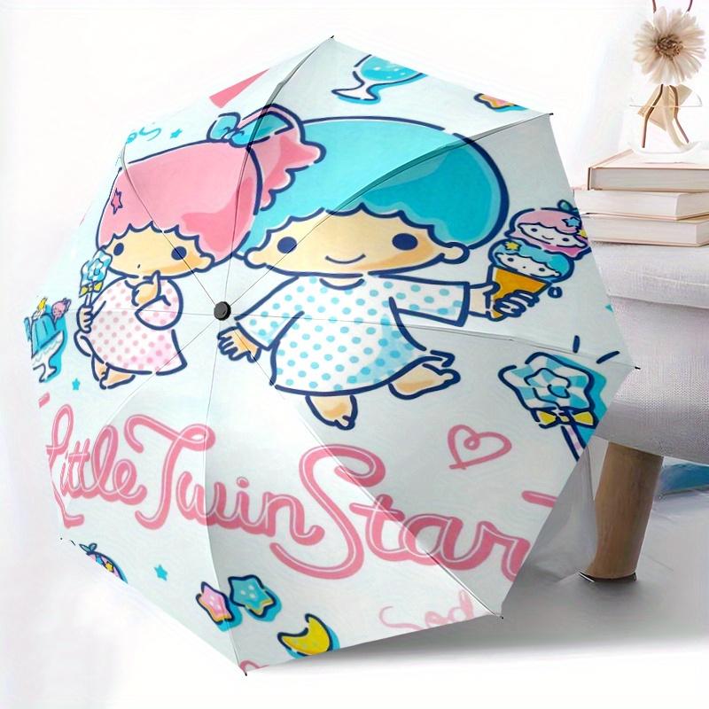 Little Twin Stars Automatic Opening and Closing Umbrella - Small Umbrella Suitable for Various Occasions, Portable 3-Fold Small Umbrella for Men and W