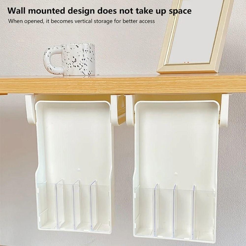 Space Saving Stationery Storage Box Self-Adhesive Table Bottom Organizer Shelf  Cosmetics