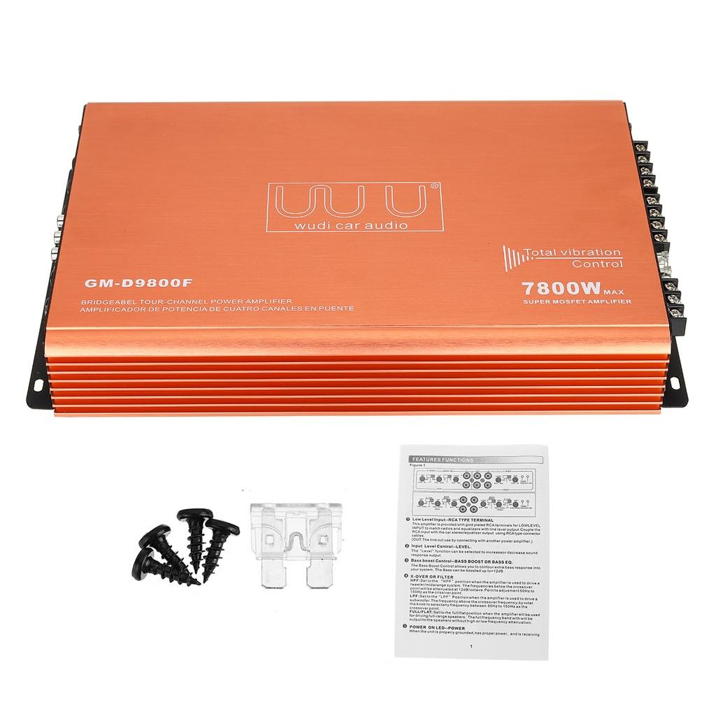 7800W 4 Channel Car Amplifier Speaker Vehicle Amplifier Power Stereo Amp Auto Audio Power Amplifier Car Audio 352*218*53mm
