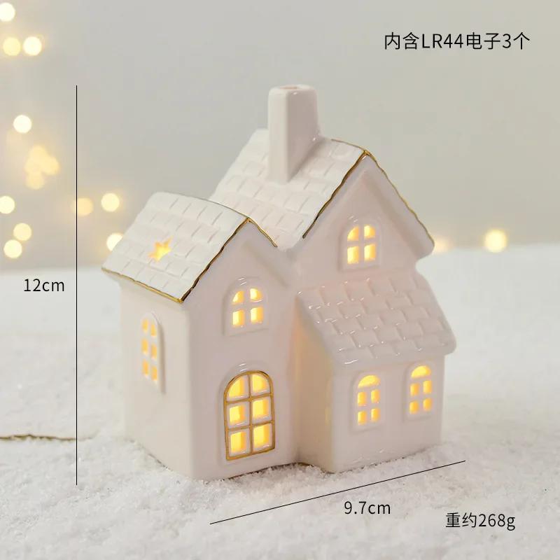 Nordic Ceramic Luminous Train Mini Igloo Luminous Small Ornaments Home Christmas Ornaments New Year Gifts