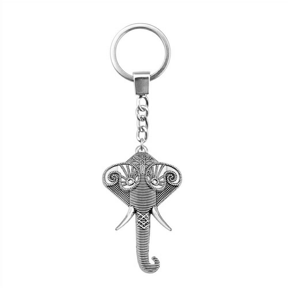 Pendentifs Porte-clés Éléphant Amoureux des Animaux Bijoux en Métal Artisanat Anneau 30mm