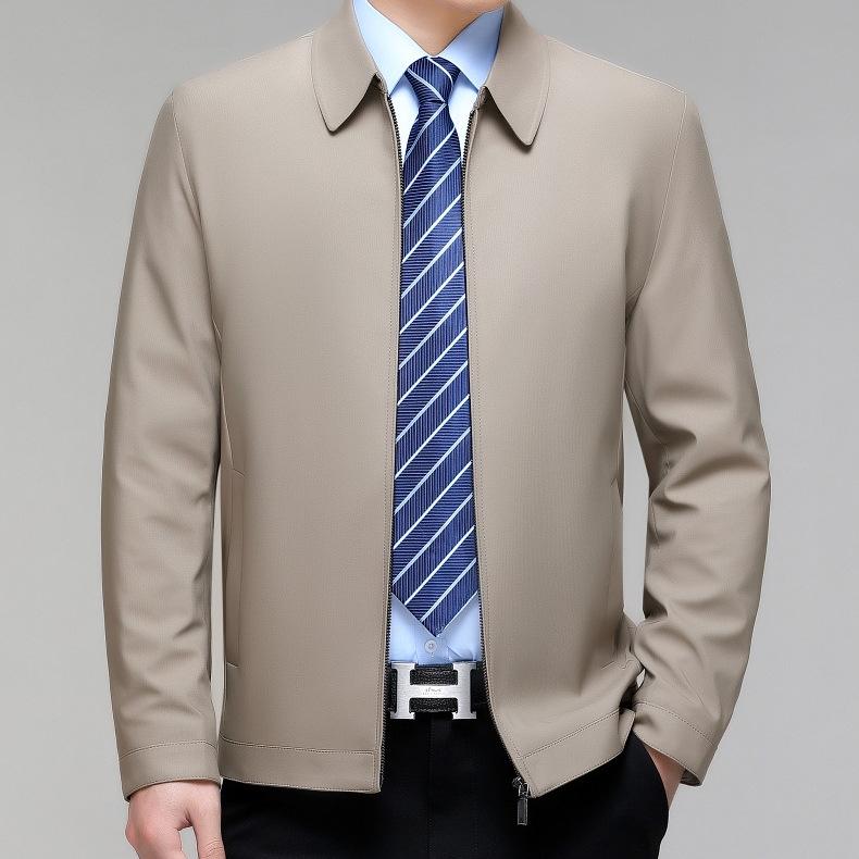 2024 Spring Business Casual Turn-Down Collar Jacket for Middle-Aged Men