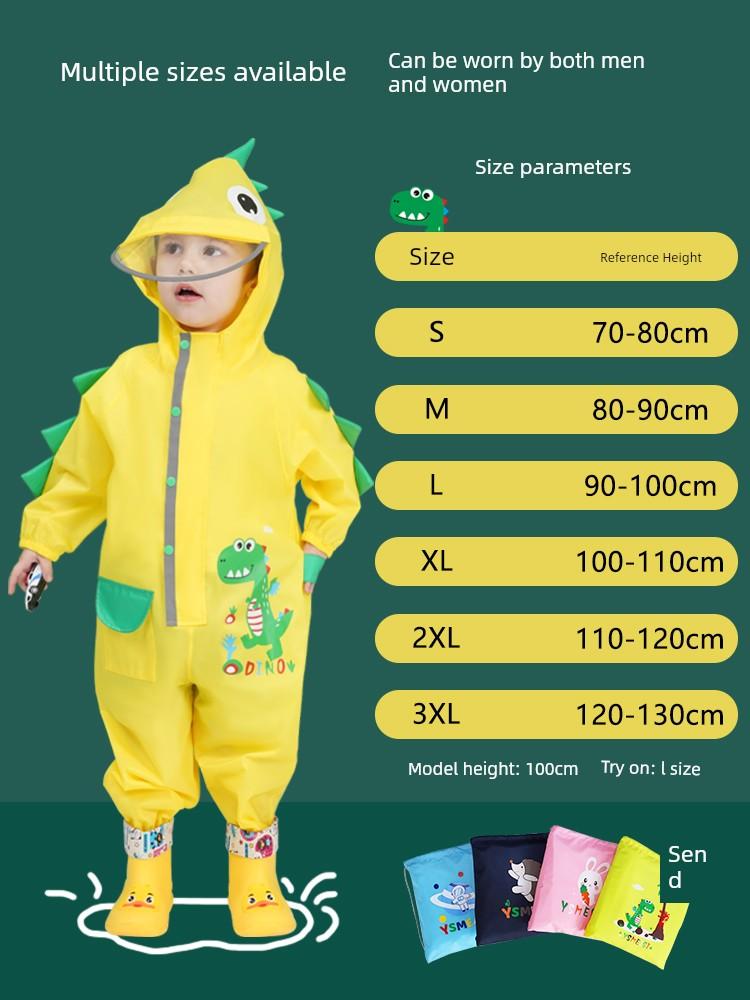 Children's Raincoat One-Piece Suit for Boys and Girls, Primary School Students, Kindergarten Babies, Full-Body Rainproof Playwear Poncho