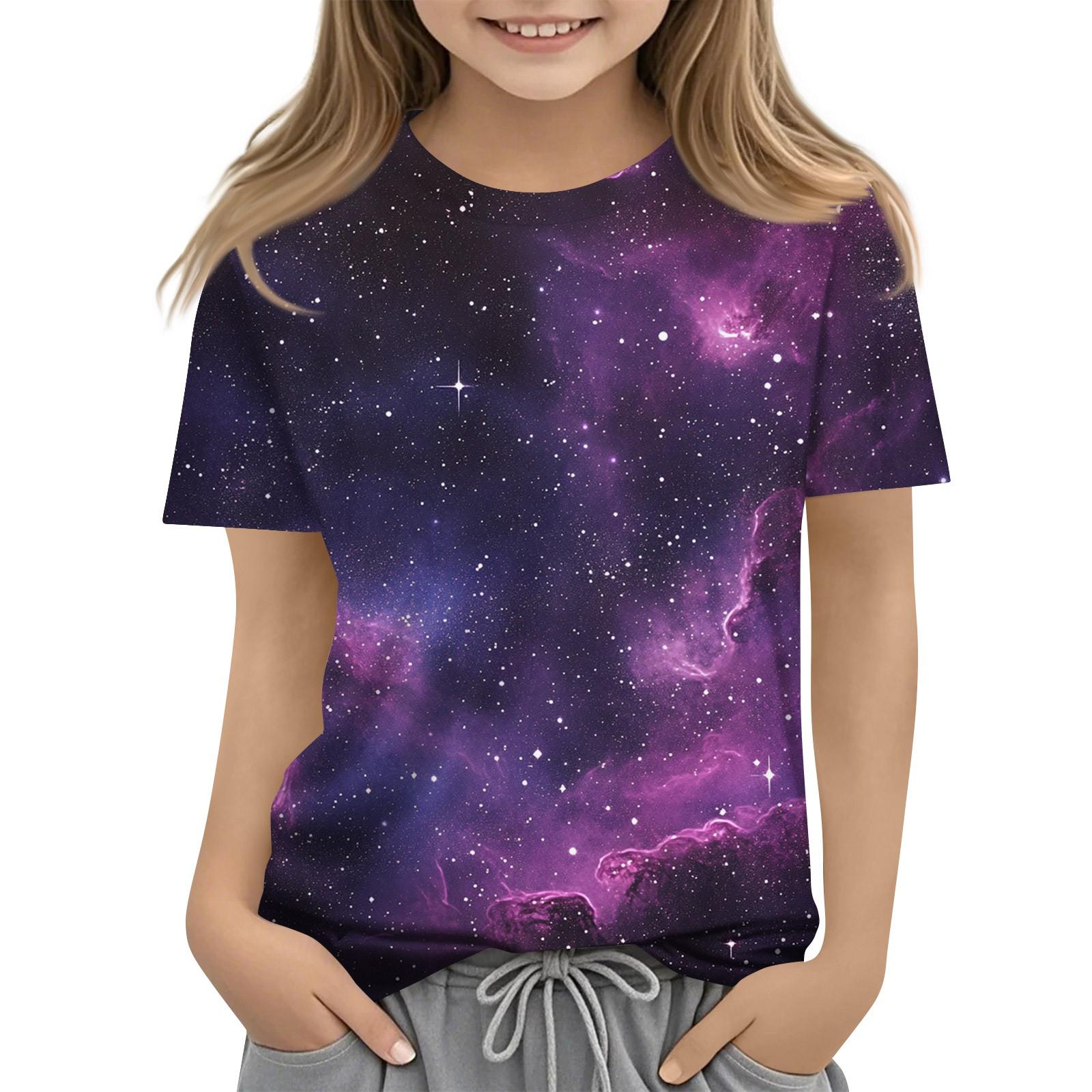 

Toddler Girl Boy Shirt Cute Starlit Sky Printed T-Shirts Kids Shirts 1-15Y 140 фіолетовий