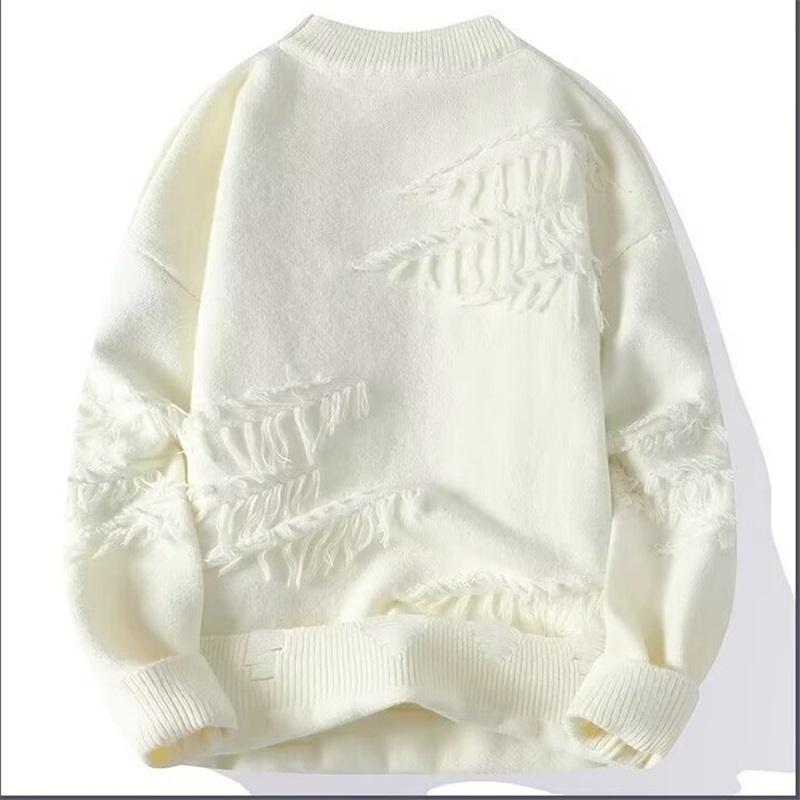 Men's Crew Neck Knit Sweater Textured Pattern Loose Casual Long Sleeve Top