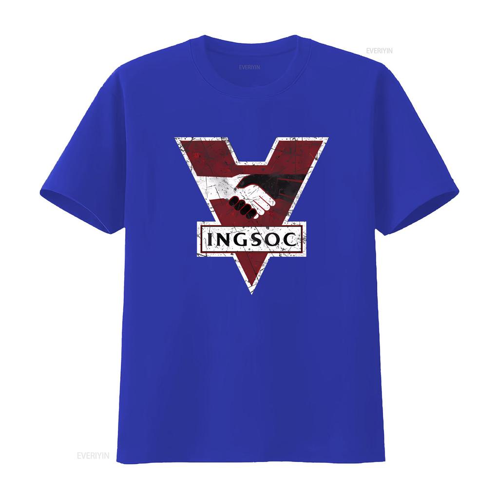 1984 George Orwell INGSOC T shirt vintage Washed designer clothes Soft streetwear Top For Everyday Wear graphic Versatile homme