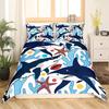 Copripiumino per Bambini con Stampa di Pesce Squalo Cartone Animato Blu e Bianco Decorazione di Lusso per la Camera da Letto di Bambini e Adolescenti Regalo Misura Queen