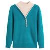 Suéter de cuello medio para mujer, holgado, versátil, estilo occidental, imitación de dos piezas, camiseta de punto básica, otoño e invierno