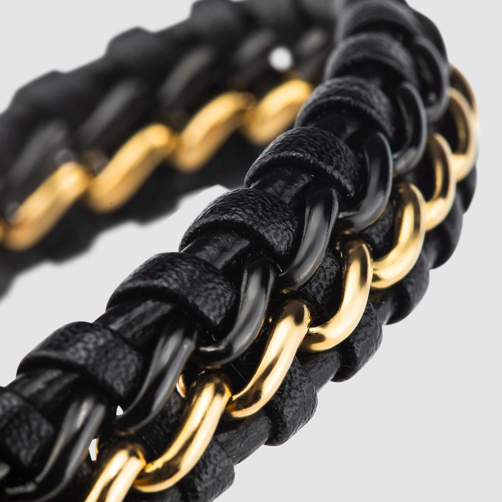 Jewelry 23cm Gold Bracelet Men Gift Box Genuine Leather Braided Cowhide Adjustable Magnetic Clasp Wrap Rope Male Boys Band Magnetic Accessories