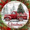 Hölzliches Weihnachtsschild mit klassischem rotem Pickup-Truck-Muster, warmes winterliches Weihnachtsornament zur Dekoration für Haustür/Wand, ideale Weihnachtsdekoration