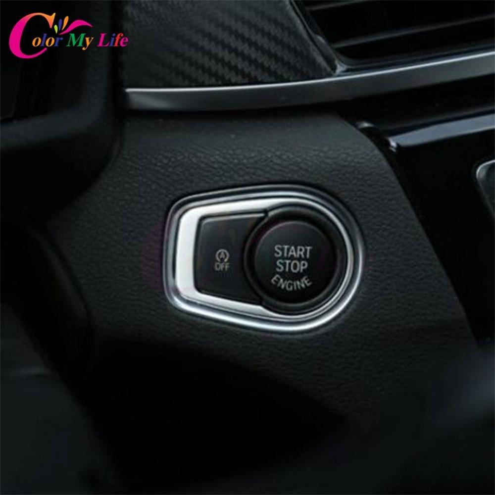 Color My Life Car Ignition Key Protection Ring Trim Star Stop Enginer Key Sticker for BMW X1 F48 2015 - 