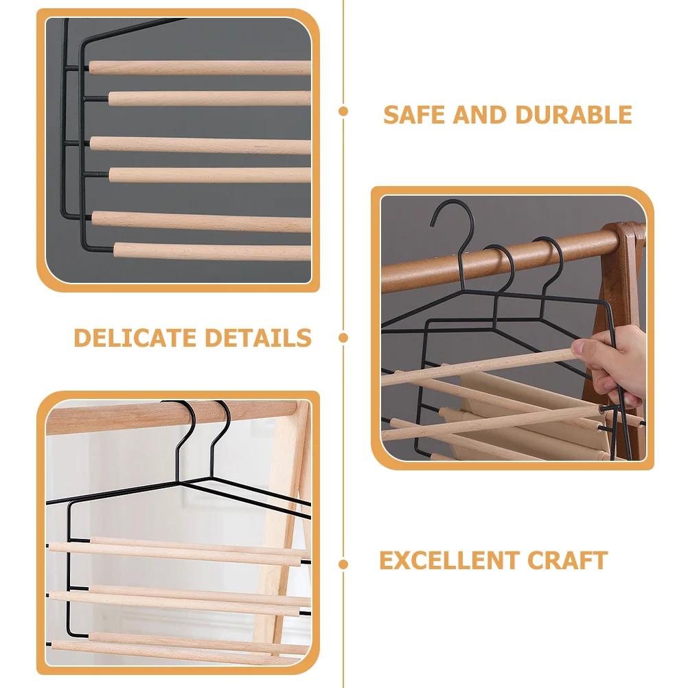 Wrought Iron Wooden Trousers Hanger Pant Hangers Multi Tie Multilayer Jeans Light Luxury