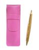 Pink Grained Leather Pen Case with Maple Wood Barrel Retro Ballpoint Pen Set 2-Pack (SASP-HS47S-2)
