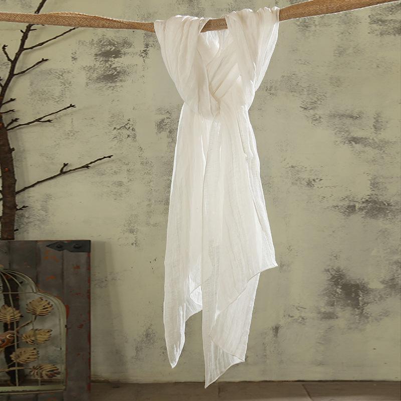 Popular Flax Plant Dyed White Scarf Summer Sunscreen Silk Silk Scarf Solid Color Cotton And Linen Shawl