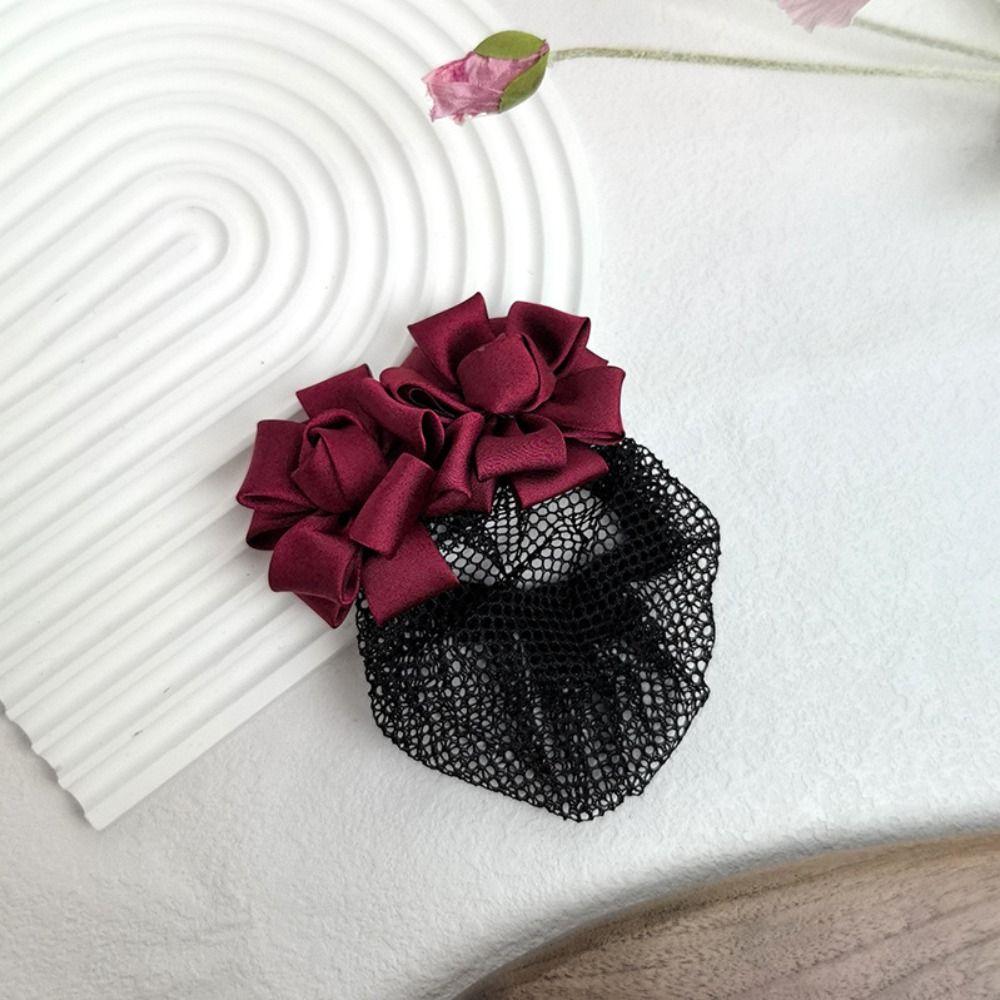Exquisite Flower Hair Bun Sweet Hairgrips Cover Net Vintage Korean Bun Snood  Flight Attendant