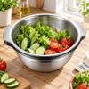 2 Pieces Strainer RustResistant 304 Stainless Steel Mixing Bowl with Colander for Countertop