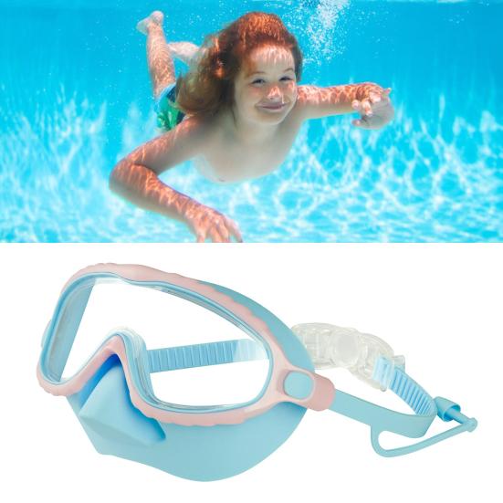 Kids Swim Goggles Anti-Leak Snork Face Guard with Nose Cover And Elastic Strap Anti-Fog UV Protection Swimming Goggles for Boys Girls Ages 3-15