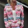 Women's Fashion Christmas Printed Long Sleeve Knitted Cardigan Button Down Jacket